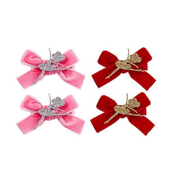 BBTDIN JBC37 conjunto con pinza para el pelo para baile de Ballet, lazo rojo rosa (1,57x2,76 pulgadas) para bebés de 1 a 4 años, niñas pequeñas