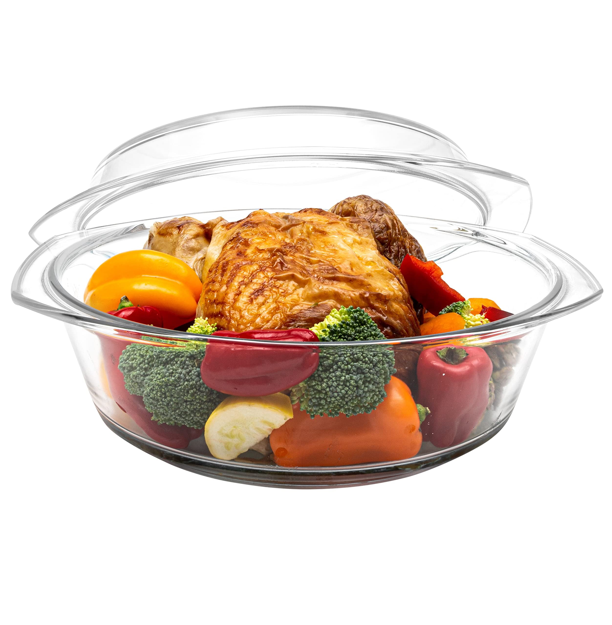 Simax Glassware Glass Pot with Lid: 1.5 Quart | Heat Resistant Handles Doubles As Serving Dish - Made from Oven, Microwave, Stove and Dishwasher Safe
