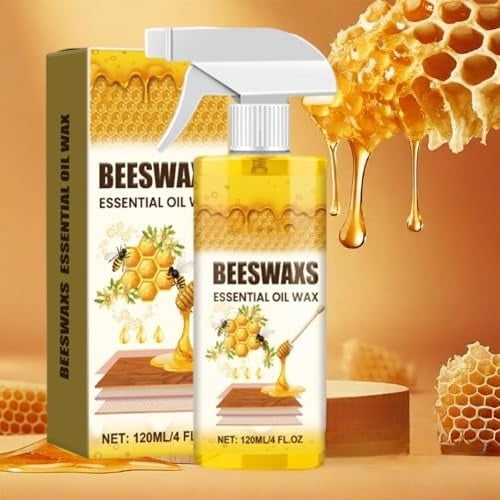 Beeswax Wood Polish Spray for Furniture and Floors, Natural Wood Seasoning Beeswax Cleaner for Tables and Cabinets, 4 fl oz