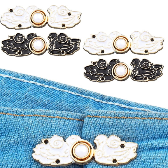 Jiibva Jean Buttons Pins, 4 Pcs Adjustable Jean Button Pin Pant Waist Tightener Buttons Waist Buckle Pants Clip, Best Tool to Tighten Pants Skirts