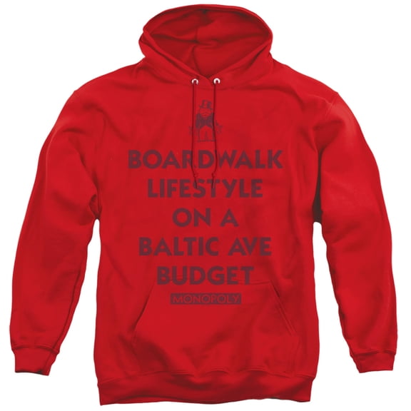 Monopoly Lifestyle Vs Budget Adult Pullover Hoodie Sweatshirt Red
