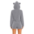 thumbnail image 6 of Miqool Unisex Warm Fuzzy Hooded Romper Short Onesie Playsuit Jumpsuit Zip Up Bear Long Sleeve Plush Loungewear Sleepwear S-5XL, 6 of 8