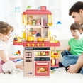 thumbnail image 4 of KOPPOP Kids Kitchen Playset with Light & Sound, Toy Kitchen Set for Toddlers with Steam Sprayer & Sink, Learning Pretend Play Toys for Boys & Girls Ages 3-6 (Red), 4 of 7