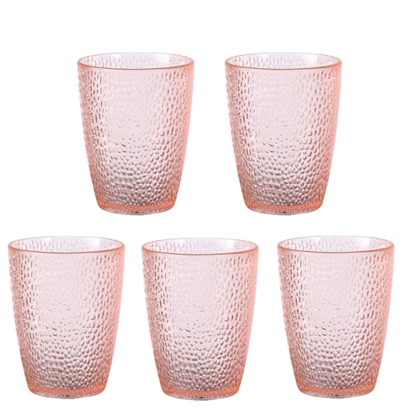 Stackable Hammered Acrylic Tumbler Acrylic Glasses,Drinking Cups Set of 5, Unbreakable Drinking Cups, For Home, Outdoors, Restaurant, Party, Campingï¼Pinkï¼