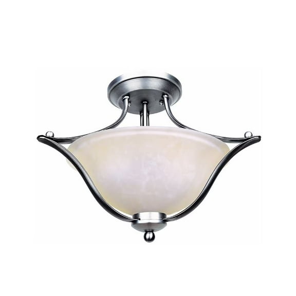 Portfolio 2-Light 17.32-in Brushed Nickel Semi Flush Mount Light