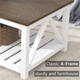 thumbnail image 5 of ChooChoo Farmhouse Coffee Table, Rustic Vintage Living Room Table with Shelf, 40 White, 5 of 8