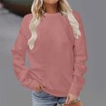 thumbnail image 5 of Women'S Tops Women's Solid Color Sweatshirt Women's Casual Crewneck Print Sweatshirt Fashionable Pullover Hoodie Top For Daily Wear, 5 of 9