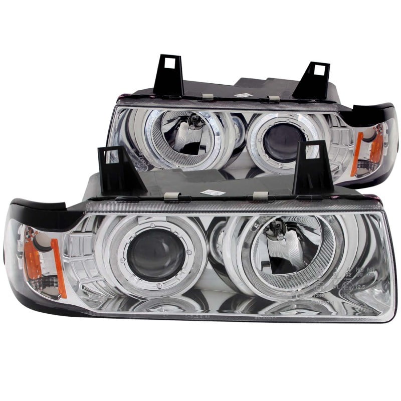 Black Halo Projector Headlights For 92-98 BMW E36 318i 325i 328i 4DR Sedan