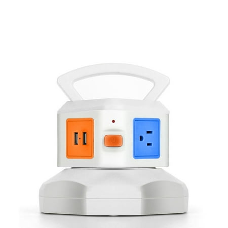 - Power Strip with USB Surge Protector - 3 AC Outlet + 2 USB Port Charger Charging Station Power Supply Adapter Multi Socket Plug Powerstrips Bar Stand Tower, Individual Switch, 6FT Extension Cord