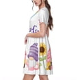 thumbnail image 2 of Rateoe Watercolor Gnome Garden Pattern Women’s Short Sleeve Dress – Casual Elegant Summer A-Line Dress for Everyday Wear, 2 of 6