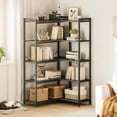 thumbnail image 2 of Casaottima Corner Bookshelf 5 Tier, 57 Inches Reversible Book Shelf for Living Room,  Wooden Bookcase with Open Shelves and Metal Frame for Bedroom, Home Office, Kitchen, Black, 2 of 16