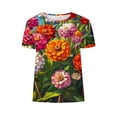 thumbnail image 4 of Youyipin Womens Tops Summer Floral Daisies Flower Print Women's Summer Tops Casual Yet Dressy Short Sleeve Polyester Pullover Shirts Graphic Tees For Women, 4 of 5