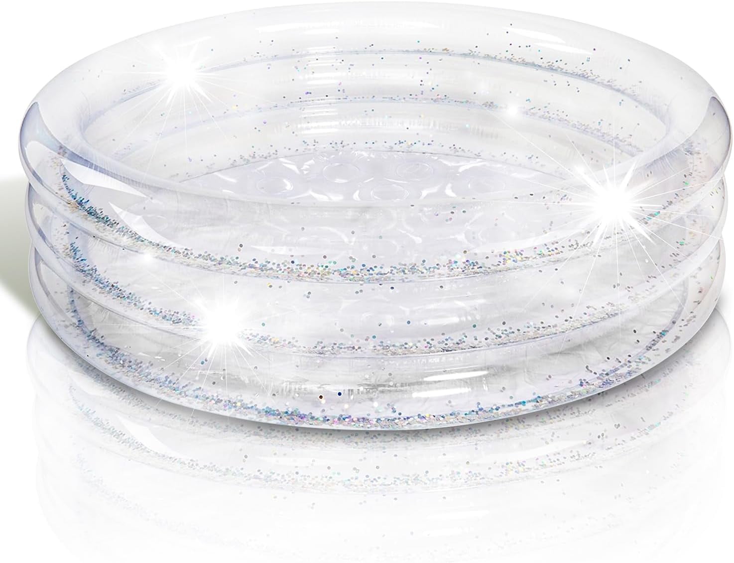 ArtCreativity Sparkly Inflatable Kiddie Pool – 3-Level Blow-Up Baby Pool for Kids, Small Backyard Swimming Pool with Cushioned Bottom for Toddlers