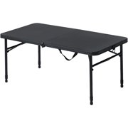 40 L x 20 W Plastic Adjustable Height Fold-in-Half Folding Table, Rich Black Onecolor