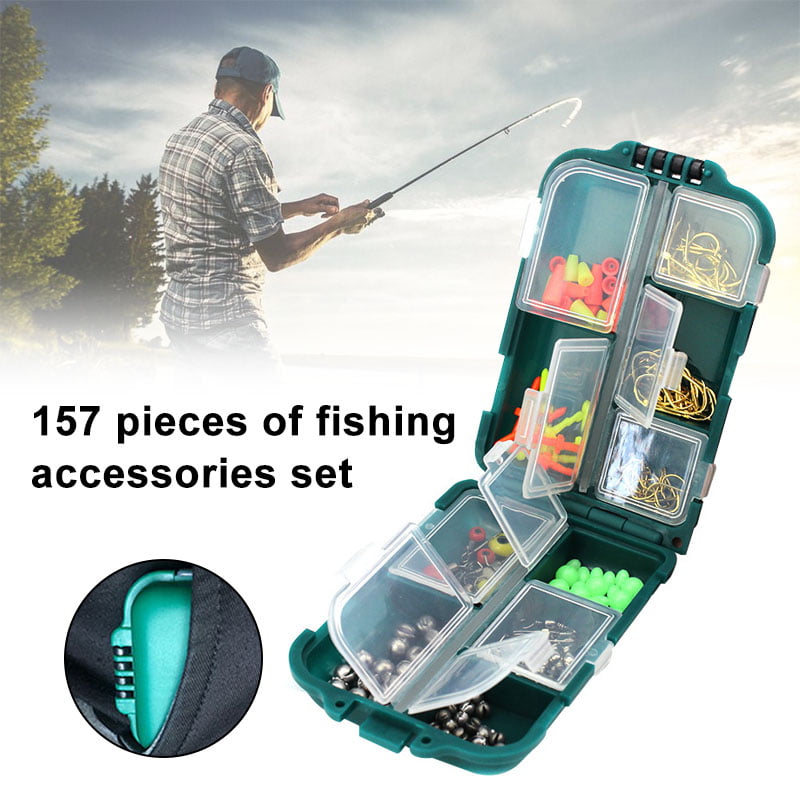 New Pocket Size Tackle Box Beads Hooks ABS Plastic Small 157pcs Fishing Kit Bait 