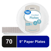 Great Value Coated Paper Plates, 9 Inch, White, 70 Count