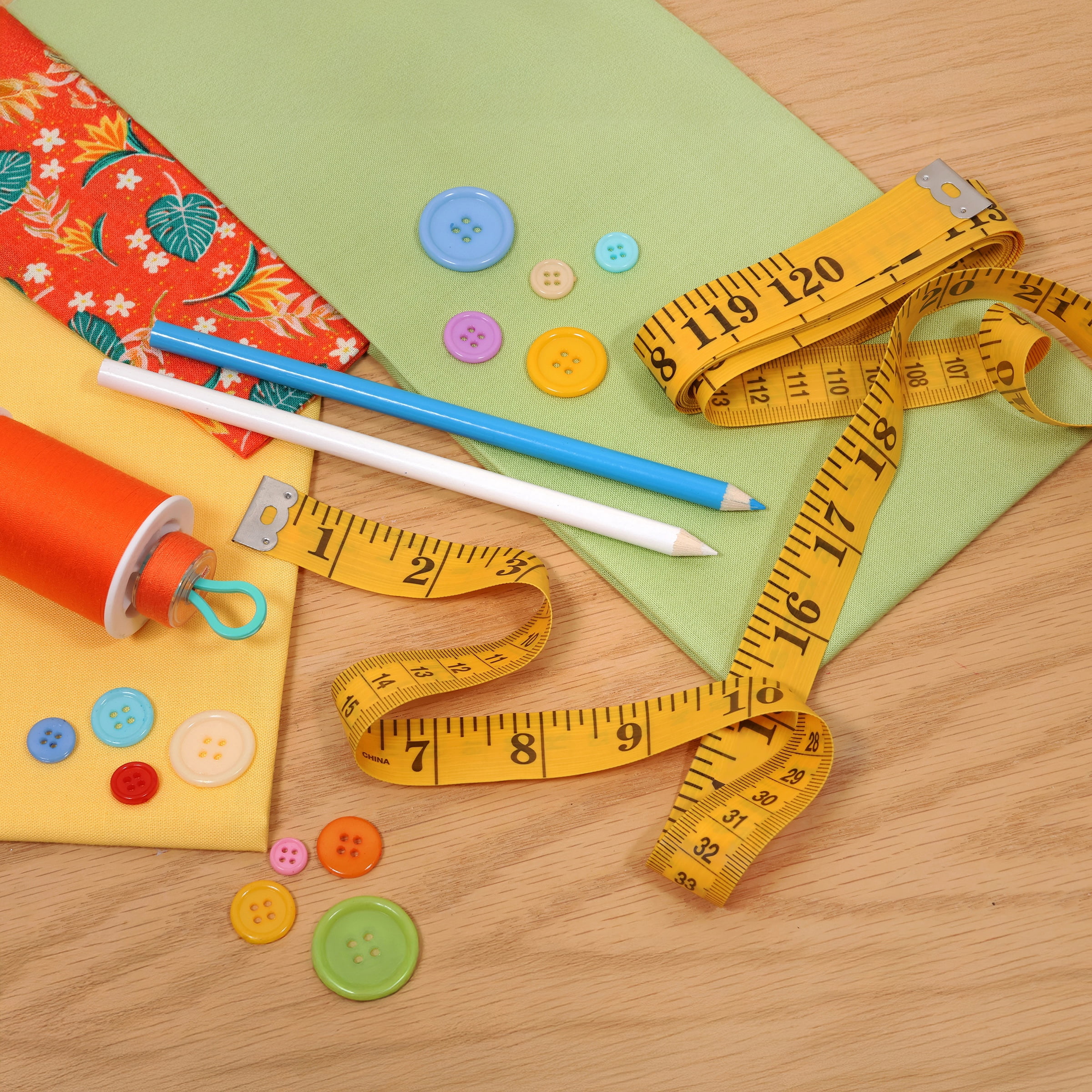 Hello Hobby 120 inch Tape Measure and Fabric Pencil Set, Blue and White Pencils
