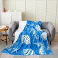 thumbnail image 1 of YST Marine Life Blanket 40x50 Inch Nautical Throw Blanket For Children Blue Seahorse Starfish Shells Fleece Blanket Underwater Sea Animals Flannel Blanket, 1 of 5