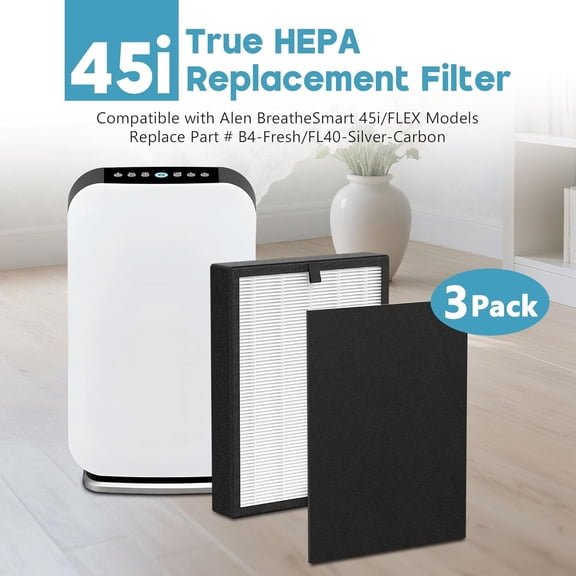 45i Filter Compatible with BreatheSmart Flex 45i Purifier, 3 Pack True HEPA & Carbon Pre-Filters for Home Quality