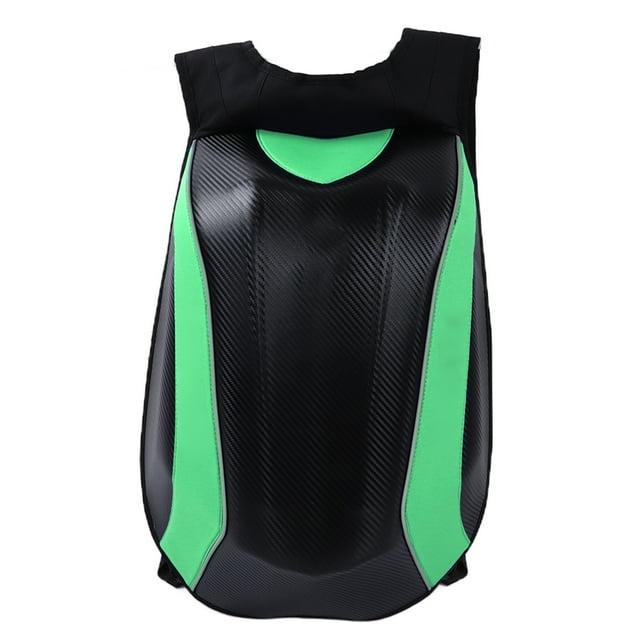Mochila impermeable Bolsa de almacenamiento de gran capacidad Cáscara dura de PU con tira reflectante para montar Acampar Senderismo Estilo de fibra de carbono verde
