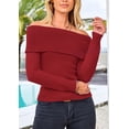 thumbnail image 3 of Suéter PRETTYGARDEN Hombros Descubiertos Rojo Óxido XL, 3 of 8