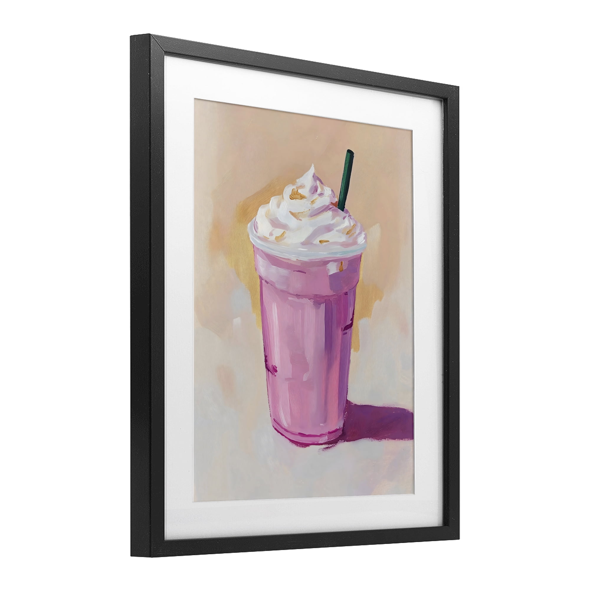 Stupell Industries Pink Strawberry Shake Black Framed Print Under Glass, design by The Prints Vibe