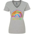 thumbnail image 3 of Inktastic Have the Courage to Be Kind Watercolor Rainbow Women's V-Neck T-Shirt, 3 of 5