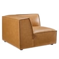 thumbnail image 2 of Maklaine 40.5" Faux Leather Sectional Sofa Corner Chair in Tan, 2 of 9
