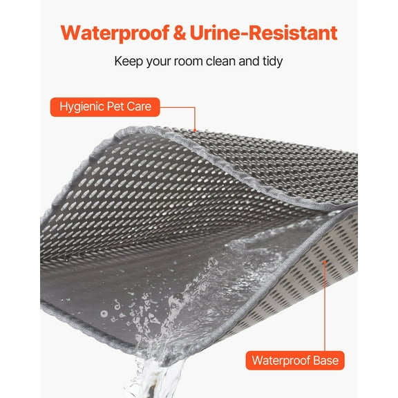 2-Pack Extra Large Cat Litter Trapping Mat, 24x15 Inches, Double Layer Honeycomb Design, Non-Slip Waterproof Floor Protector, Urine-Proof & Easy Clean for Kitty Litter Box Area