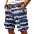 thumbnail image 2 of Men's Tie Dye Cargo Shorts With Multi-Pockets And Woven Belt Featuring Vintage Washed Effect For Summer Beach Hiking Streetwear Fashion Blue L, 2 of 5