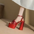 thumbnail image 3 of SACFOF Chunky Platform Heels for Women Open Toe Bow Heels with Ankle Strap Wedding Party Office Summer Sandals, 3 of 6