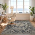 thumbnail image 3 of Design&I 6'x9' Washable Area Rug Sleek Flatweave Pet Friendly Boho Distressed Faded Vintage Wave Scroll Border Nautical Ocean Flowing Dynamic for Queen Size Bedroom, Under Bed, 3 of 7