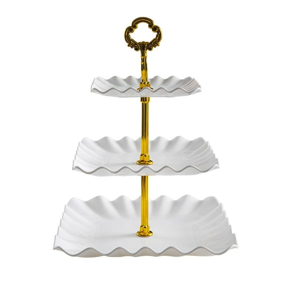 Lilixerw 3 Tier Cake Stand Wedding,Square Dessert Fruit Refreshment Cupcake Stand for Tea Party Serving Platter
