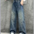 thumbnail image 3 of YunPes Star Baggy Jeans for Girls High Waisted Wide Leg Patchwork Jeans Trendy Y2K Streetwear Skater Denim Pants Aesthetic Trousers, 3 of 9