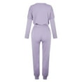 thumbnail image 6 of Dazajoo Long Sleeve Sweatsuits for Women 2 Piece Outfit Round Neck Pullover and Drawstring Pants with Pockets Matching Sets 2025 Fall Solid Color Outdoor Lounge Suits,Purple,L, 6 of 6