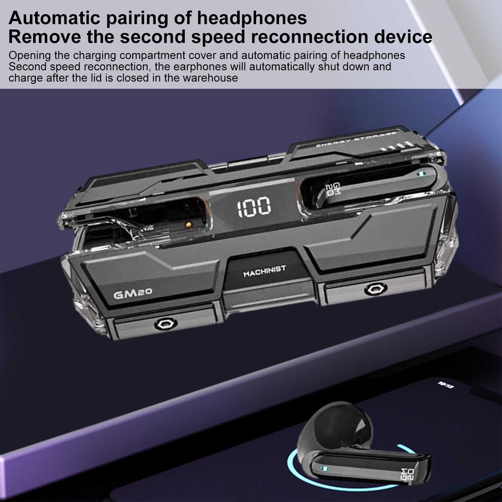 Wireless Earbuds Bluetooth 5.3 Headphones 90 Hrs Playtime Earbuds with Wireless Charging Case Power Display Over-Ear Earphones with Earhooks Waterproof Stereo Headset for Android Phone Workout,Black