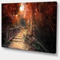 thumbnail image 2 of Escalier à Travers une Forêt Automnale Rouge - Impression sur Toile de Photographie de Paysage, 2 of 3