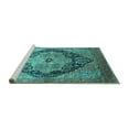 thumbnail image 2 of Ahgly Company Machine Washable Indoor Rectangle Oriental Turquoise Blue Industrial Area Rugs, 5' x 8', 2 of 4