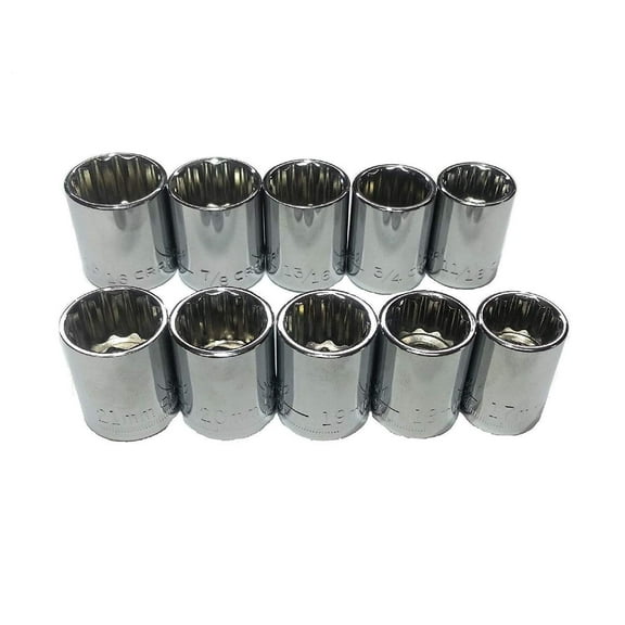 CRAFTSMAN, 1/2" Standard & Metric Socket Wrench & Set, 10 Pieces