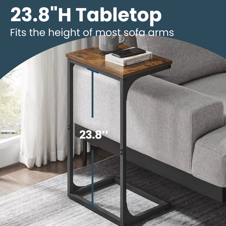 Ledrem C-Shaped Slim Side Table, Rustic Brown photo 6