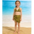 thumbnail image 3 of Xijirk Girls Swimsuit,Leopard Print Two Piece Bikini with Ruffle Top Adjustable Straps and High Waist Bottom Soft Comfortable Fit Swimwear Set for Pool Beach,,7-8 Years,Z02 Yellow, 3 of 9