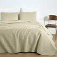 thumbnail image 2 of Chezmoi Collection Luca 3-Piece Oversized Bedspread Set, Queen Size, Beige, Summer Quilt Lightweight Microfiber Bedspread 100 x 106, Floral Medallion Pattern Coverlet for All Season, 2 of 9