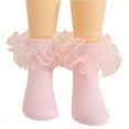 thumbnail image 1 of Womens Ankle Socks Lace Ruffle Frilly Trim Cotton Cute Princess Dress Socks for Girl P XXS, 1 of 6