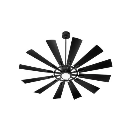 

Gravel Walk 12 Blade Patio Fan with Light Kit-15 inches Tall and 60 inches Wide-Matte Black Finish-Matte Black Blade Color Bailey Street Home