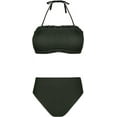 thumbnail image 5 of CUPSHE Bikini Set for Women Two Piece Swimsuit Bandeau Top Back Tie Mid Waisted Bottom with Removable Shoulder Straps, 5 of 6