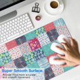 thumbnail image 4 of Long Mouse Pads for Desk,Blue Boho Pioneer Flower Patchwork Desk Mats on Top Of Desks, Desk Mouse Pad Extra Large with 3mm Non-Slip Base and Stitched Edge for Gaming,Work,Home 35.4"x15.7", 4 of 5