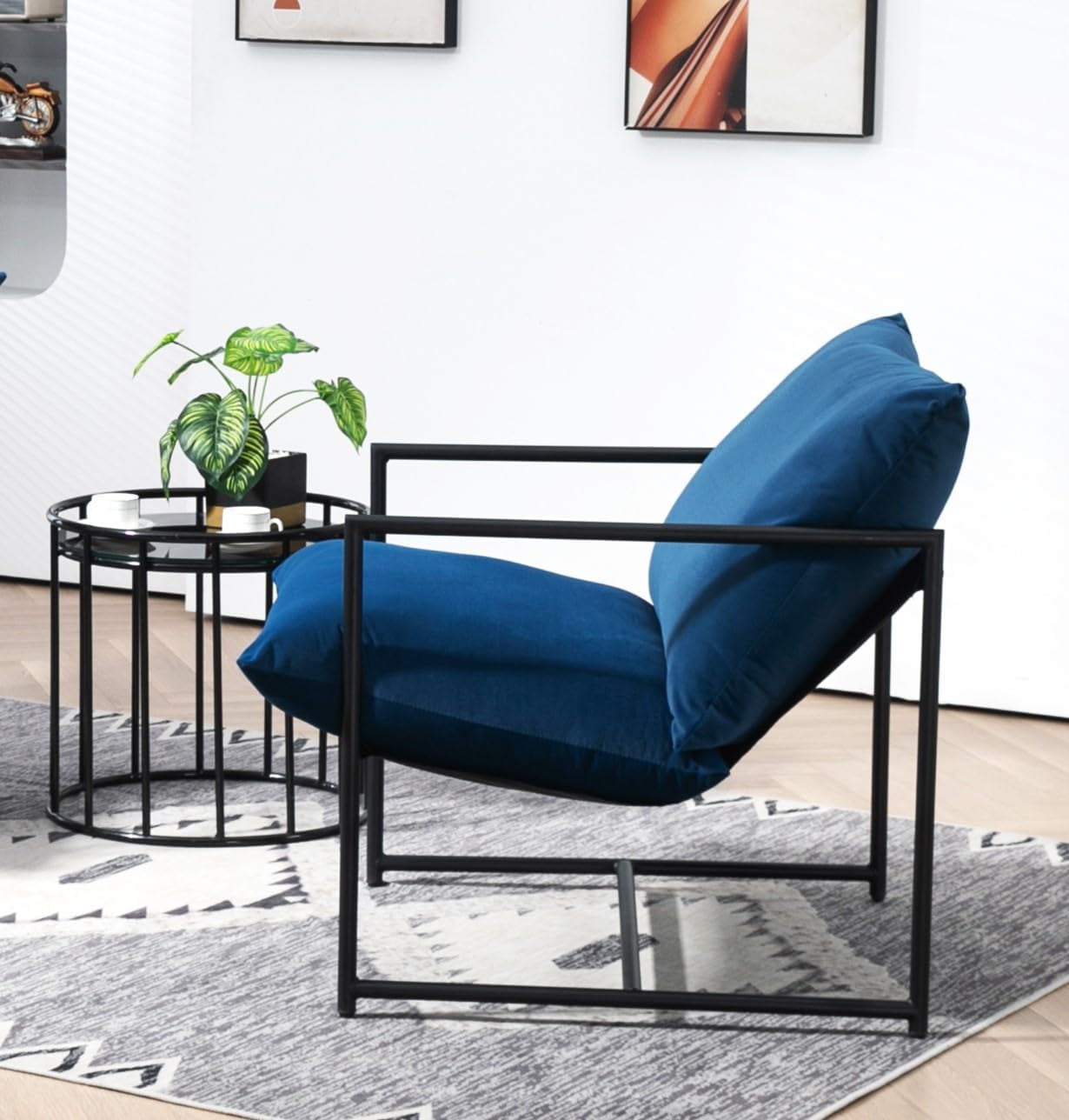 US Pride Furniture Serenity Accent Modern Velvet Arm Chair with Reclined Seat Soft Upholstery for Stylish Living Room