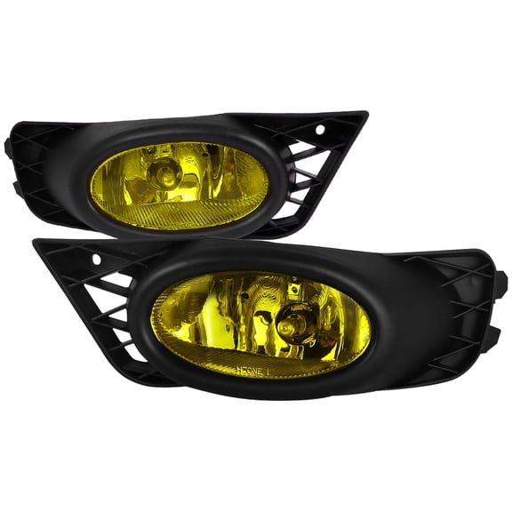 Spec-D Tuning Yellow Bumper Driving Fog Lights Bulbs Switch Compatible with 2009-2011 Honda Civic 4Dr Sedan L R Pair Assembly