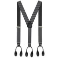 thumbnail image 4 of Holdâ€™Em 1 Â¼ Fancy Stripes and Solid Suspenders for Men â€“ Y-Back Adjustable Leather Trimmed Button End-STR Summit Black, 4 of 4