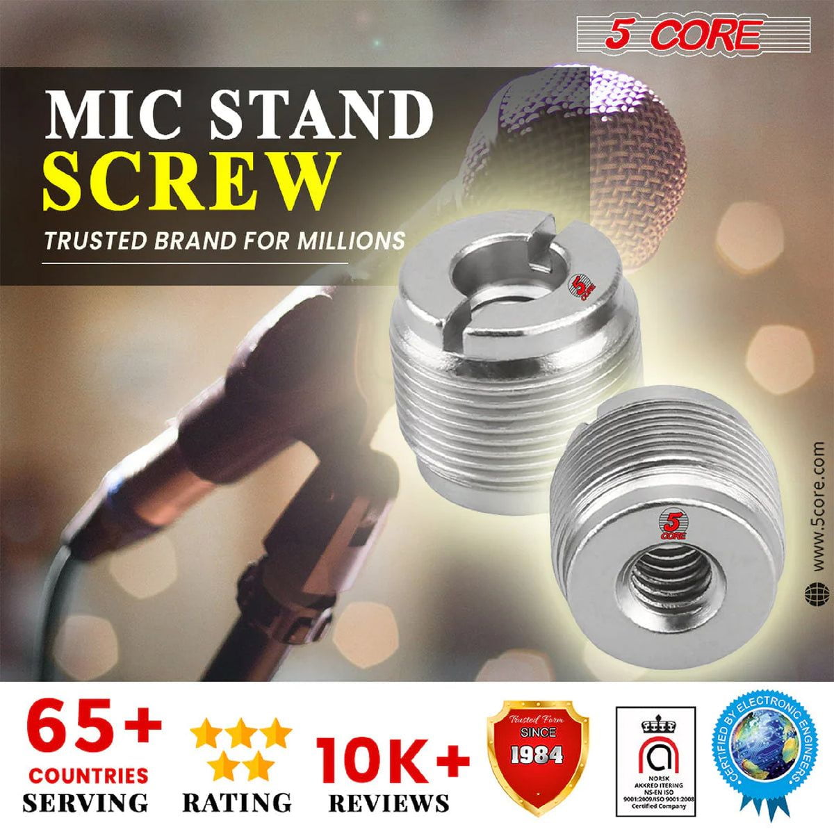 Mic Stand Adapter 12 Pieces 3/8 Female to 5/8 Male Screw Thread Conversion Connector for Microphone Stands Boom Arms Camera Tripod - MS ADP M SLV 38F-58M 12PCS